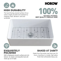 HOROW White Undermount Kitchen Sink 33 Inch Sink Model S3320W