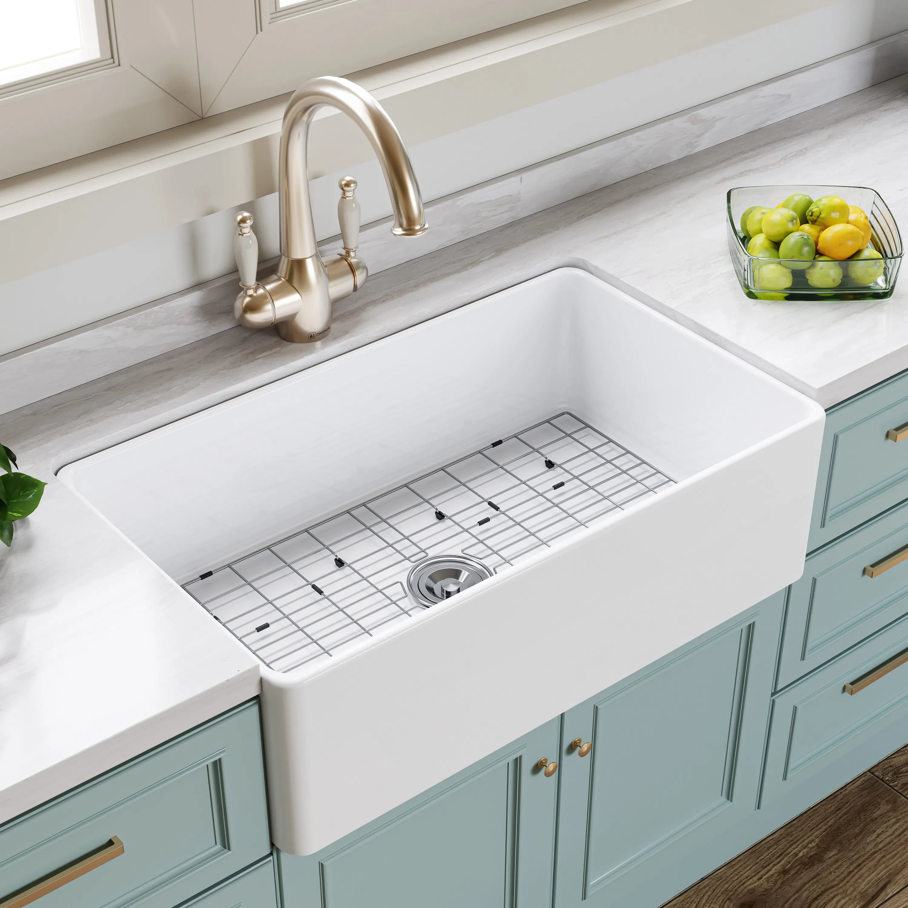 HOROW White Undermount Kitchen Sink 33 Inch Sink Model S3320W