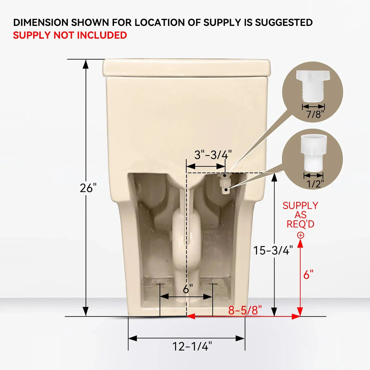 12 Inch Rough In Toilet With Biscuit Color Model T0338WBC HOROW