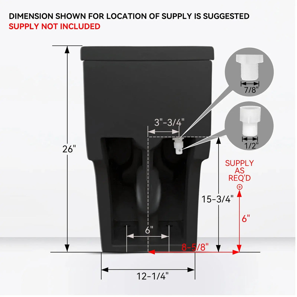 HOROW 10 Inch Rough In Toilet Black One Piece Toilet Model T0338B-10 HOROW