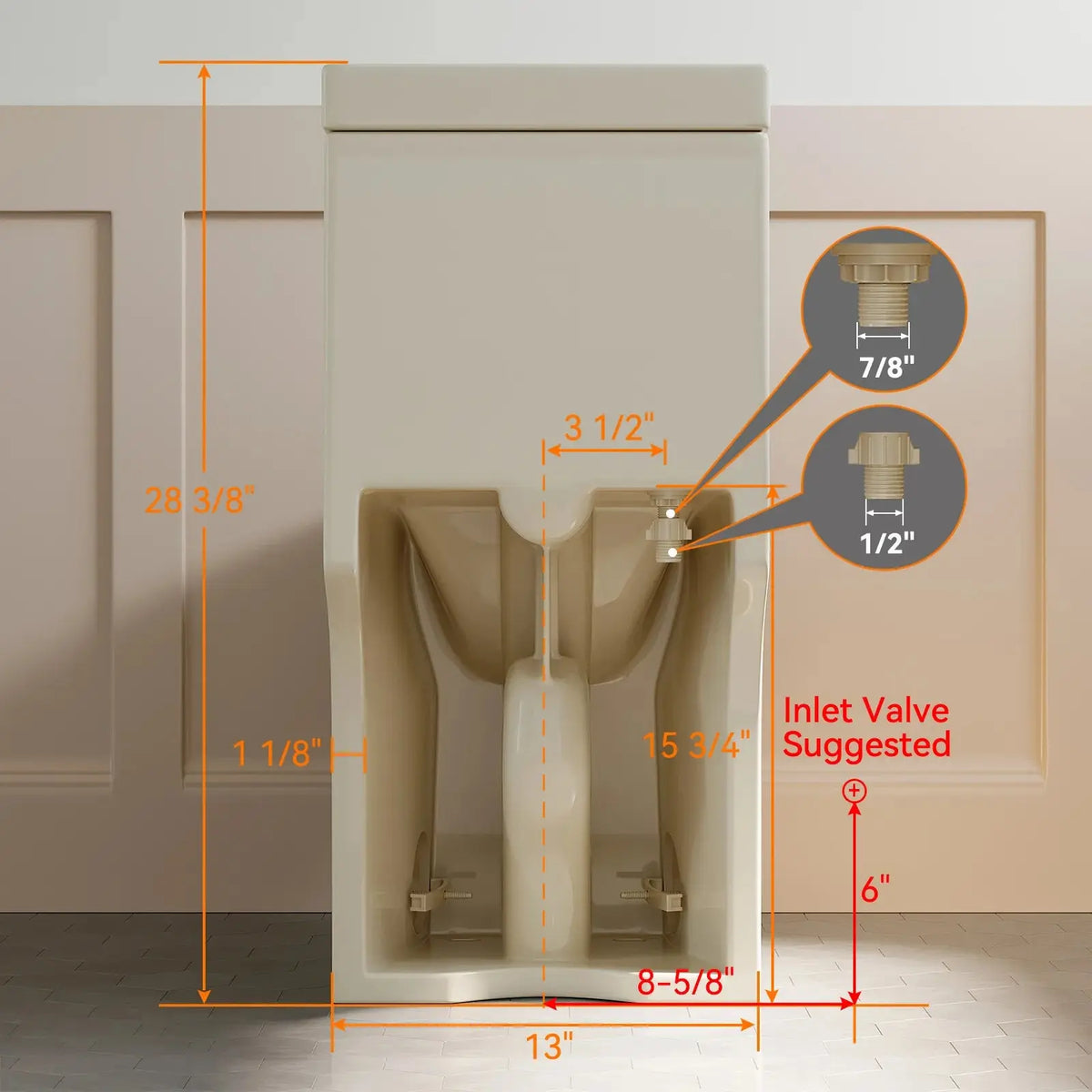 HOROW One Piece Toilet Biscuit Color Toilet With Dual Flush Model 8733BC HOROW