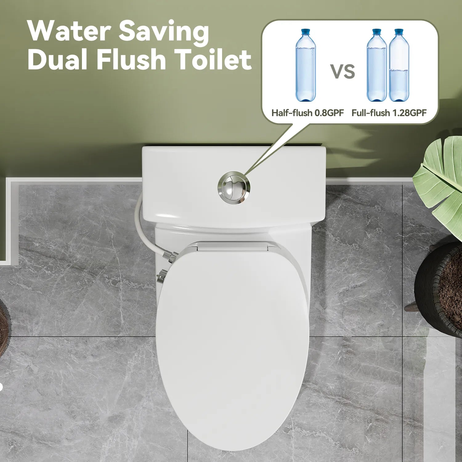 Low Tank Toilet with ADA and 1.28 GPF Dual Flush Model T0338W-BD
