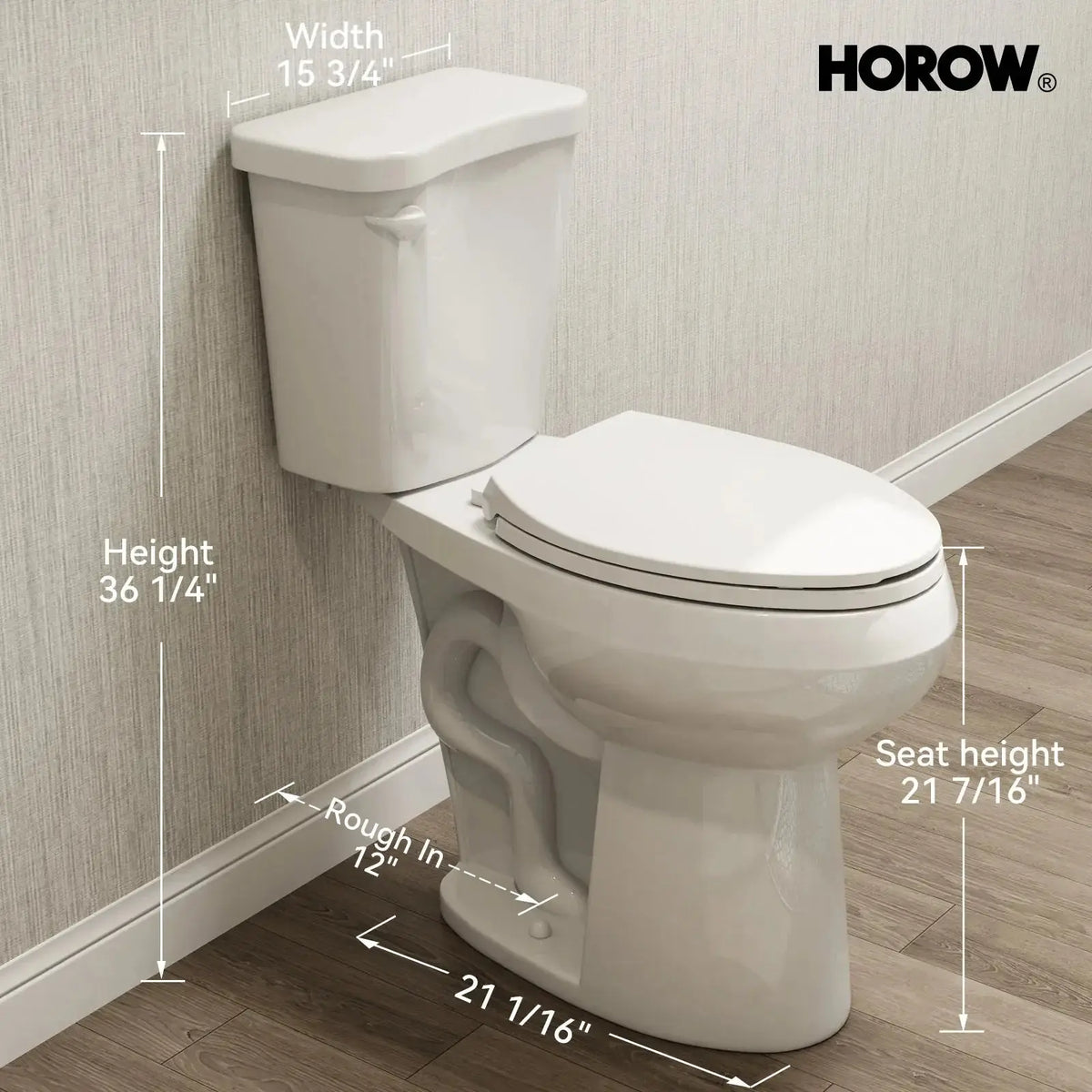 Elongated 2 Piece Toilet with Single Flush and ADA Model HWTT - E03S HOROW