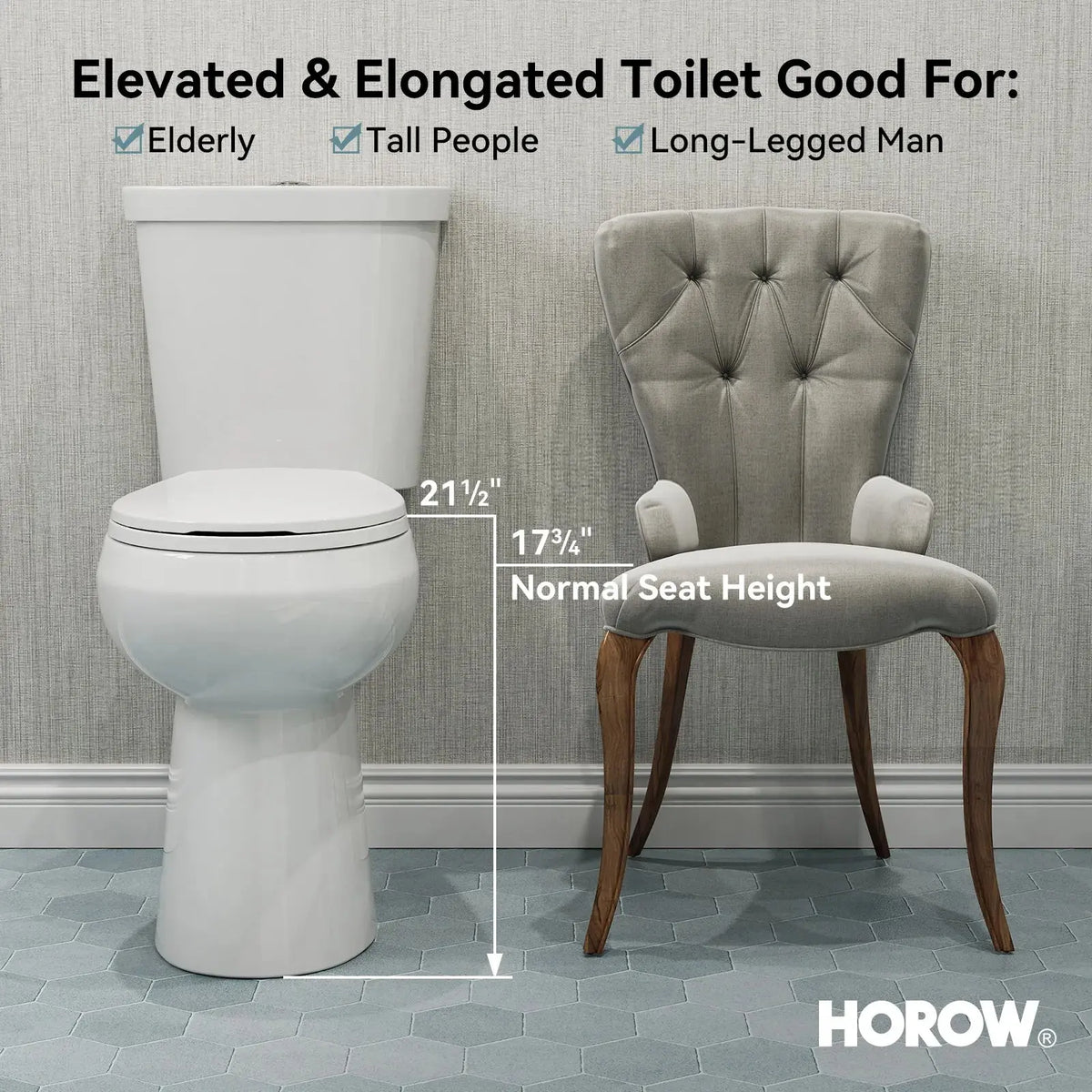 Double Flush Two Piece Toilet with Round Bowl and ADA Model HWTT - R03D HOROW