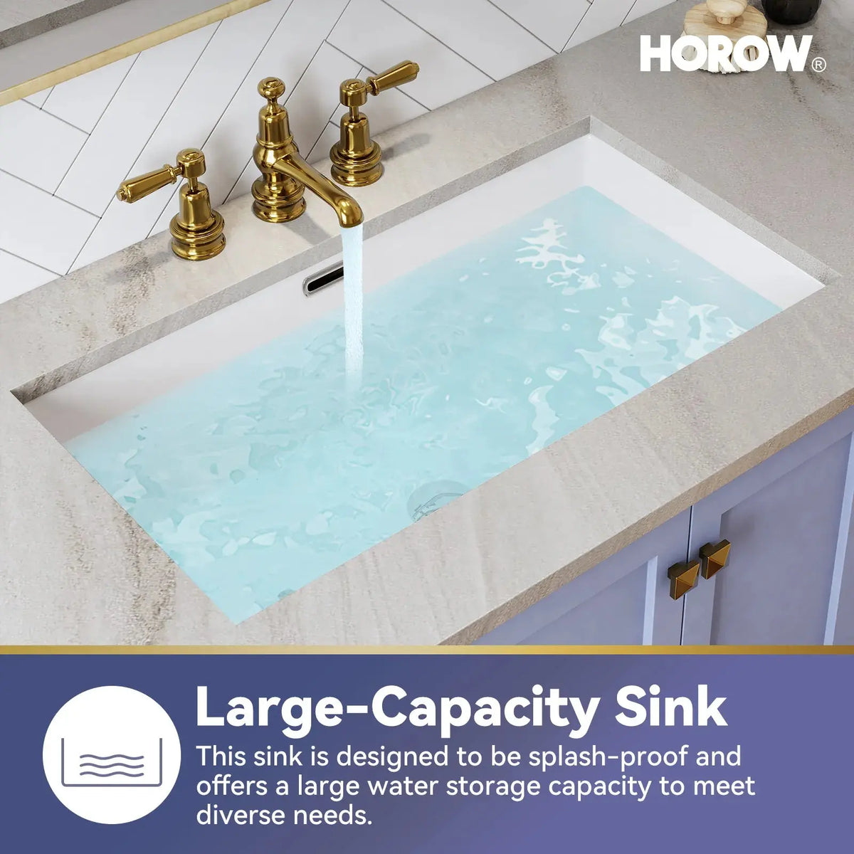 HOROW Rectangular Undermount Bathroom Sink 27 Inch Undermount Sink Model HWTP-S7040D HOROW