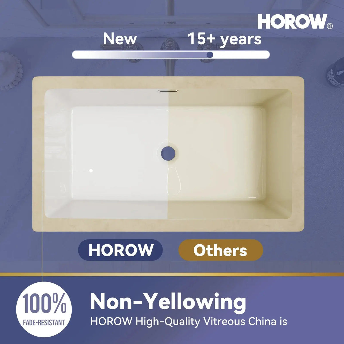 HOROW Rectangular Undermount Bathroom Sink 27 Inch Undermount Sink Model HWTP-S7040D HOROW