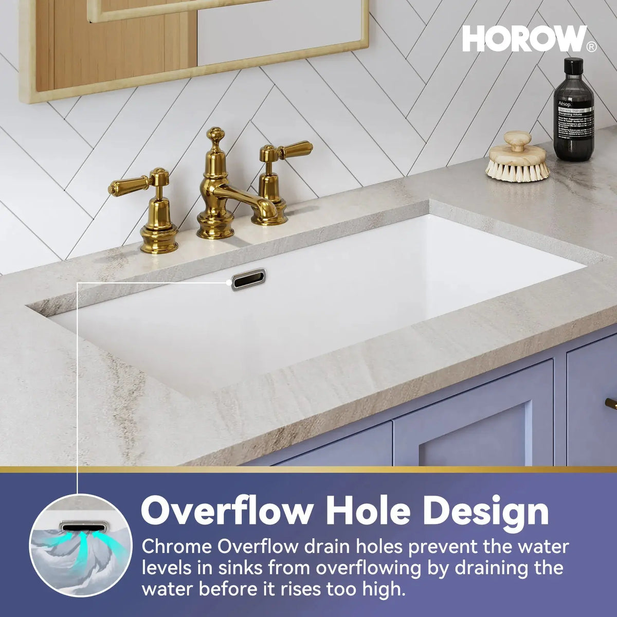 HOROW Rectangular Undermount Bathroom Sink 27 Inch Undermount Sink Model HWTP-S7040D HOROW