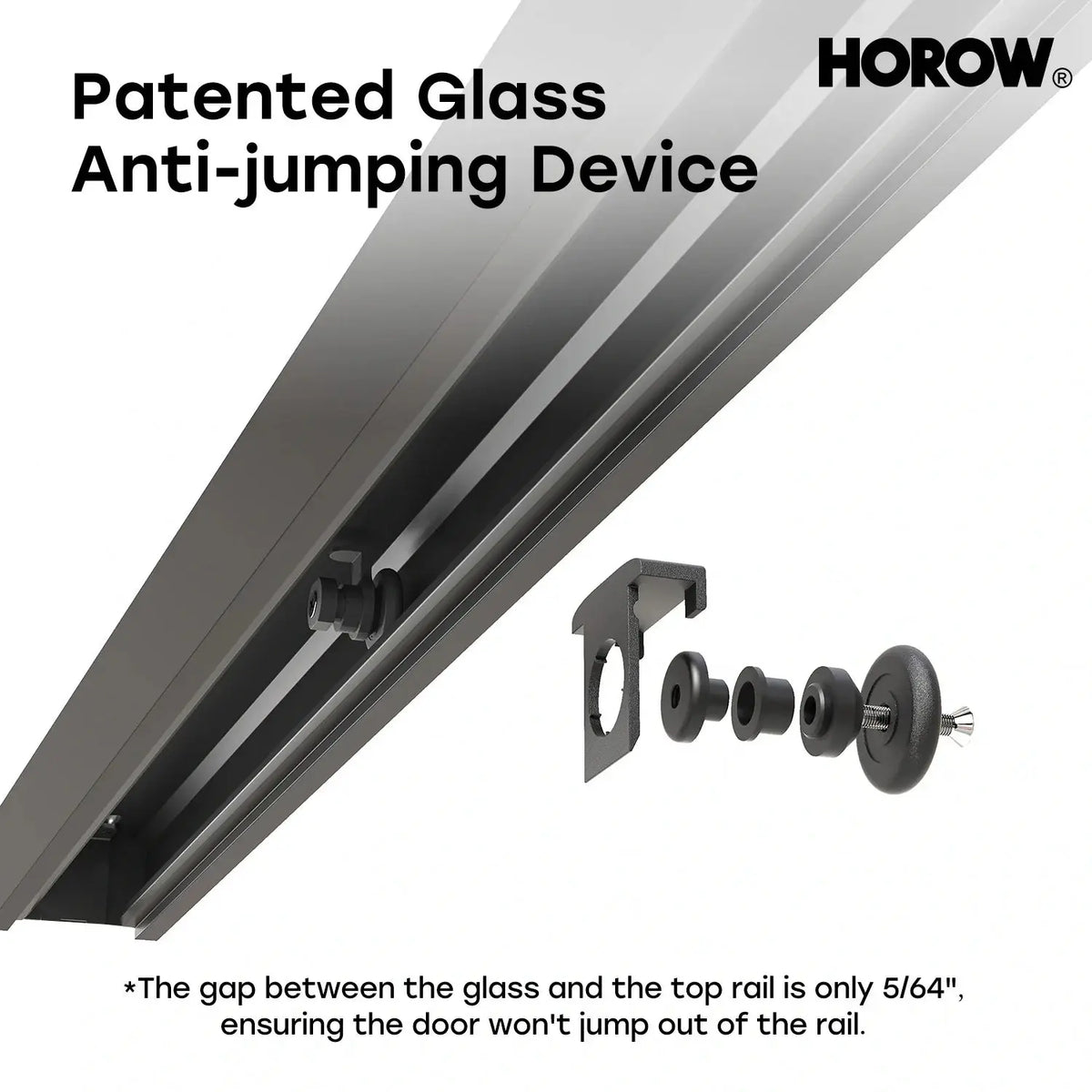 HOROW K2-MB Black Ultra-Narrow Frame Shower Door with Magnetic Catch HOROW