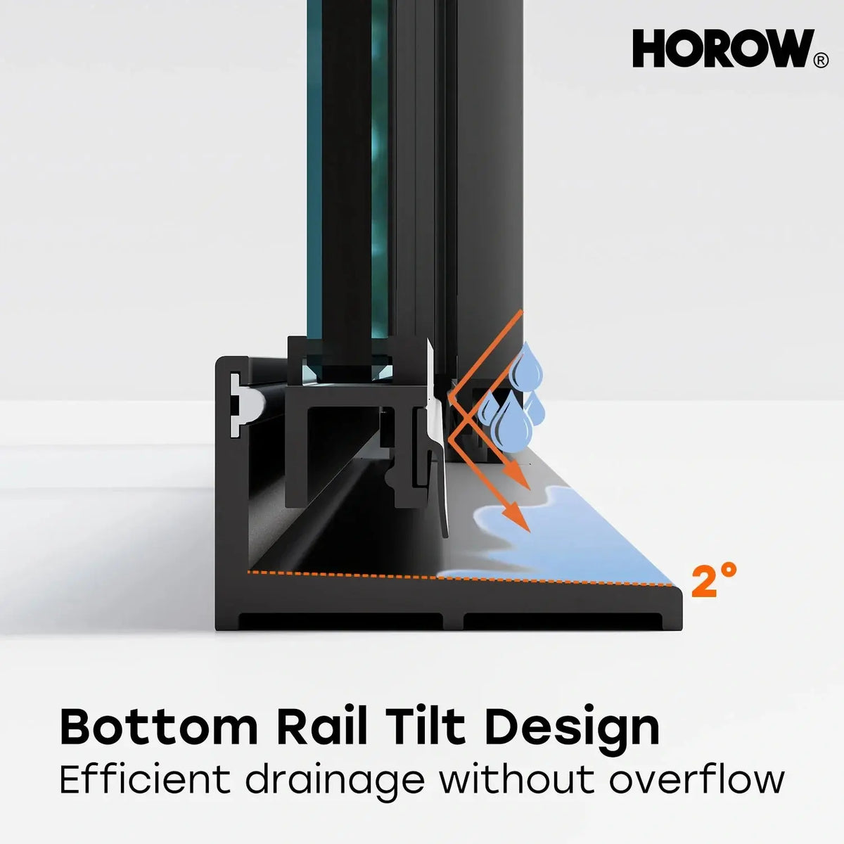 HOROW K2-MB Black Ultra-Narrow Frame Shower Door with Magnetic Catch HOROW