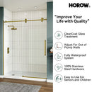 Brushed Gold Frameless Shower Door with 8mm Glass Sliding Model MI6076-SG