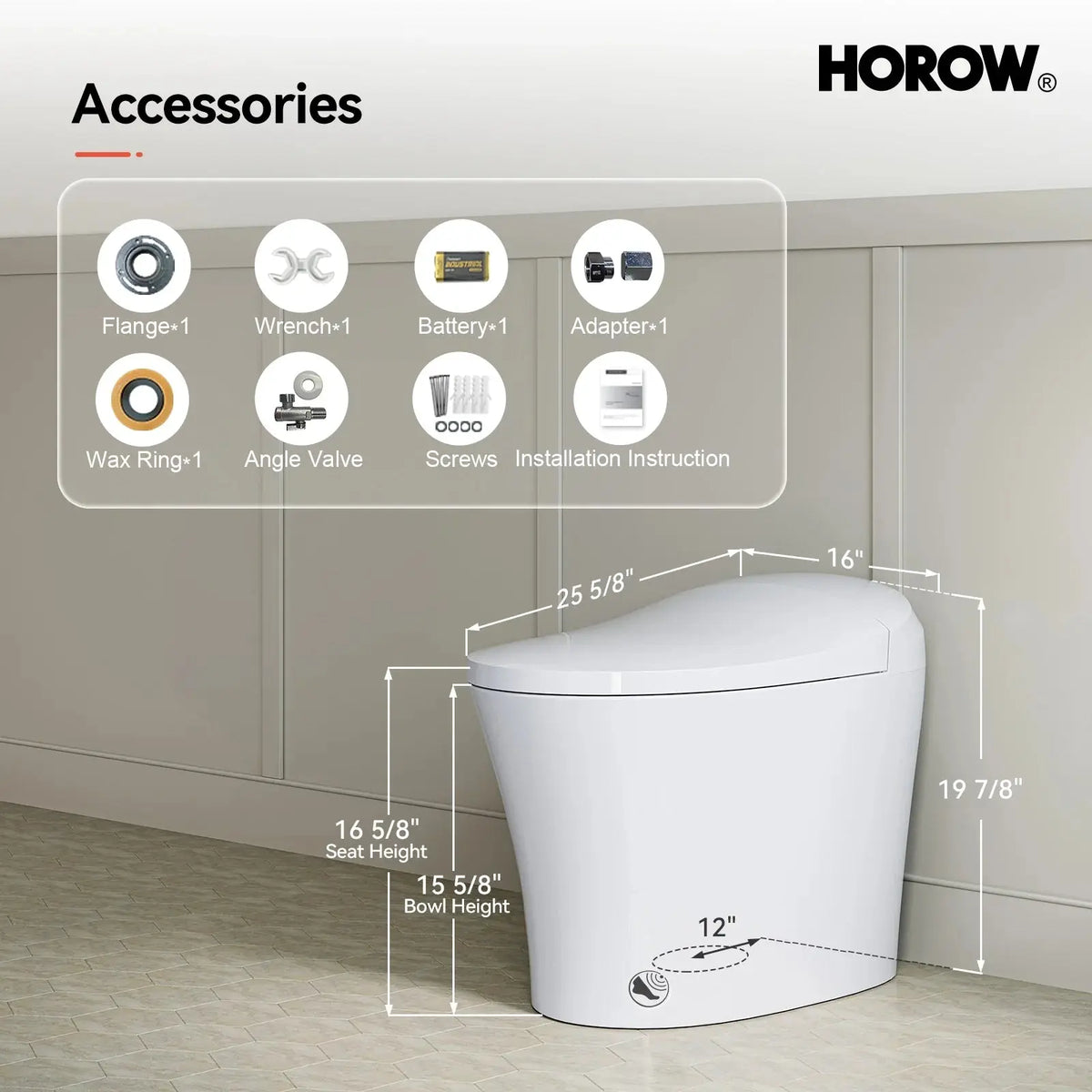 HOROW One Piece Smart Tankless Toilet With Heating Seat Model T10 HOROW