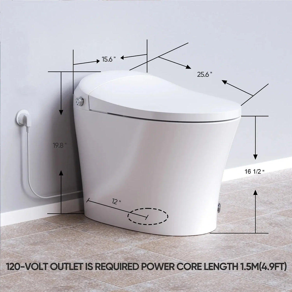 HOROW Tankless Bidet Toilet with Dual Flush and ADA Compliant Model T15A HOROW