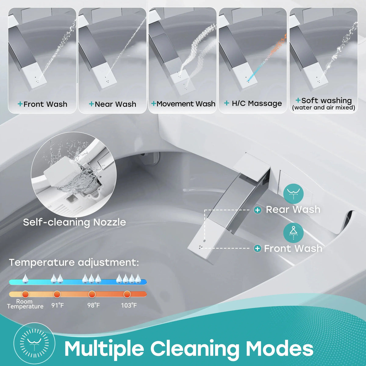Bidet Toilet with Handle Flush and Dryer System for 12 Inch Rough In Model T38D HOROW