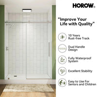 Brushed Nickel Shower Door with Sliding Frameless Model TE6076-BN