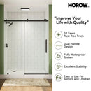 Black Sliding Shower Door with Frameless and 60 Inch Model TE6076-MB