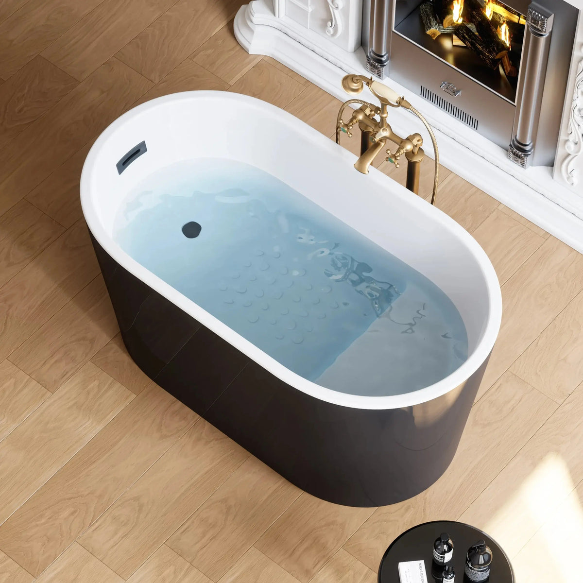 Black Acrylic Bathtub with Overflow and Left Drain Model TU47B HOROW