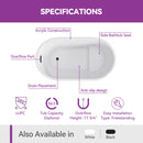Black Acrylic Bathtub with Overflow and Left Drain Model TU47B