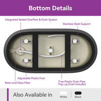 Matte Black Bathtub with Acrylic and Side Drain Model TU59B