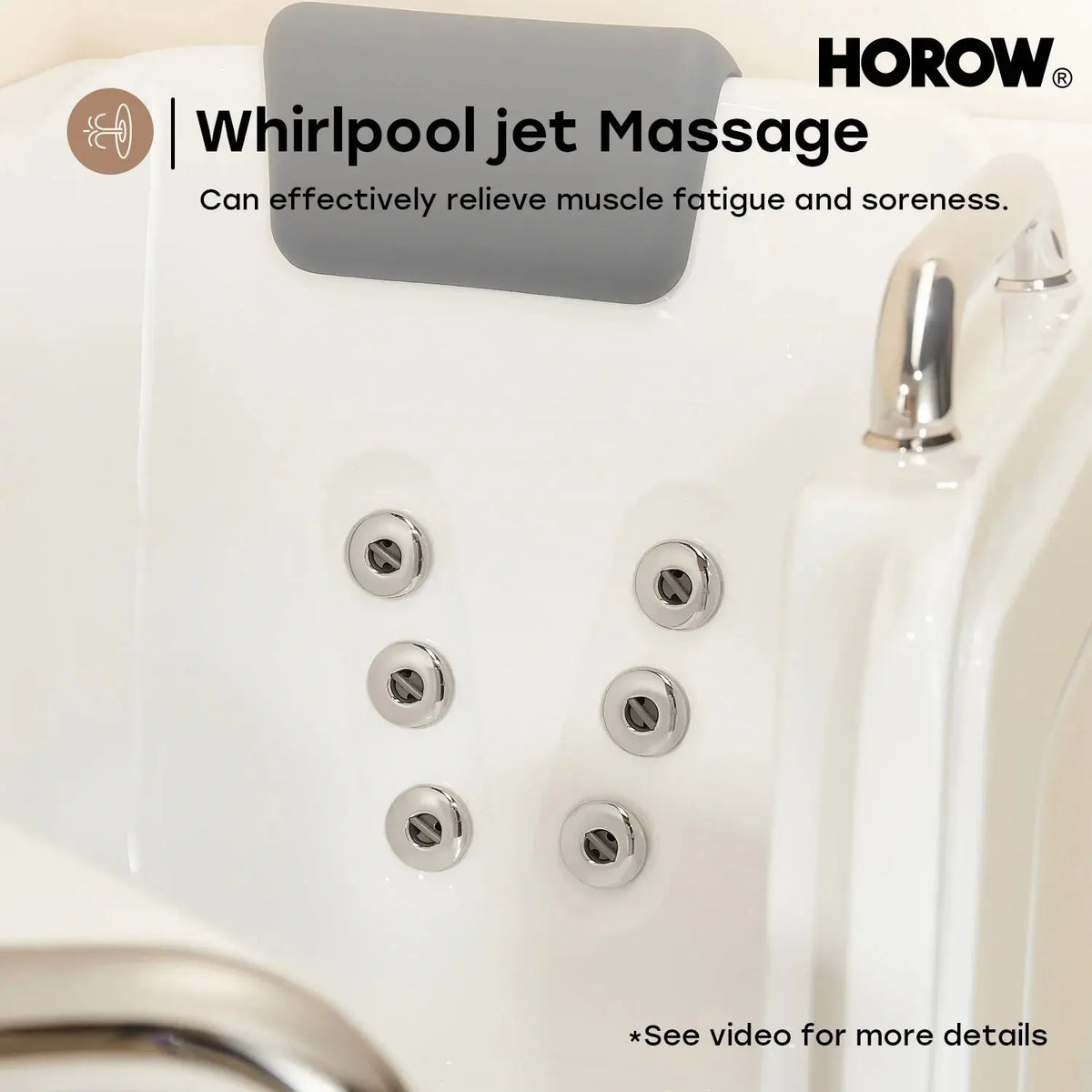 HOROW WT52-LE Walk-In Bathtub with Massage & Shower – Safe Soaking Tub for Seniors HOROW