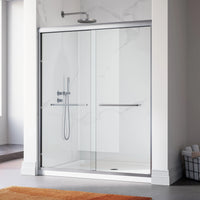 60 Inch Double Sliding Shower Door with Thick Aluminum Frame Model BE6072-BN