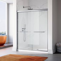 60 Inch Double Sliding Shower Door with Thick Aluminum Frame Model BE6072-BN