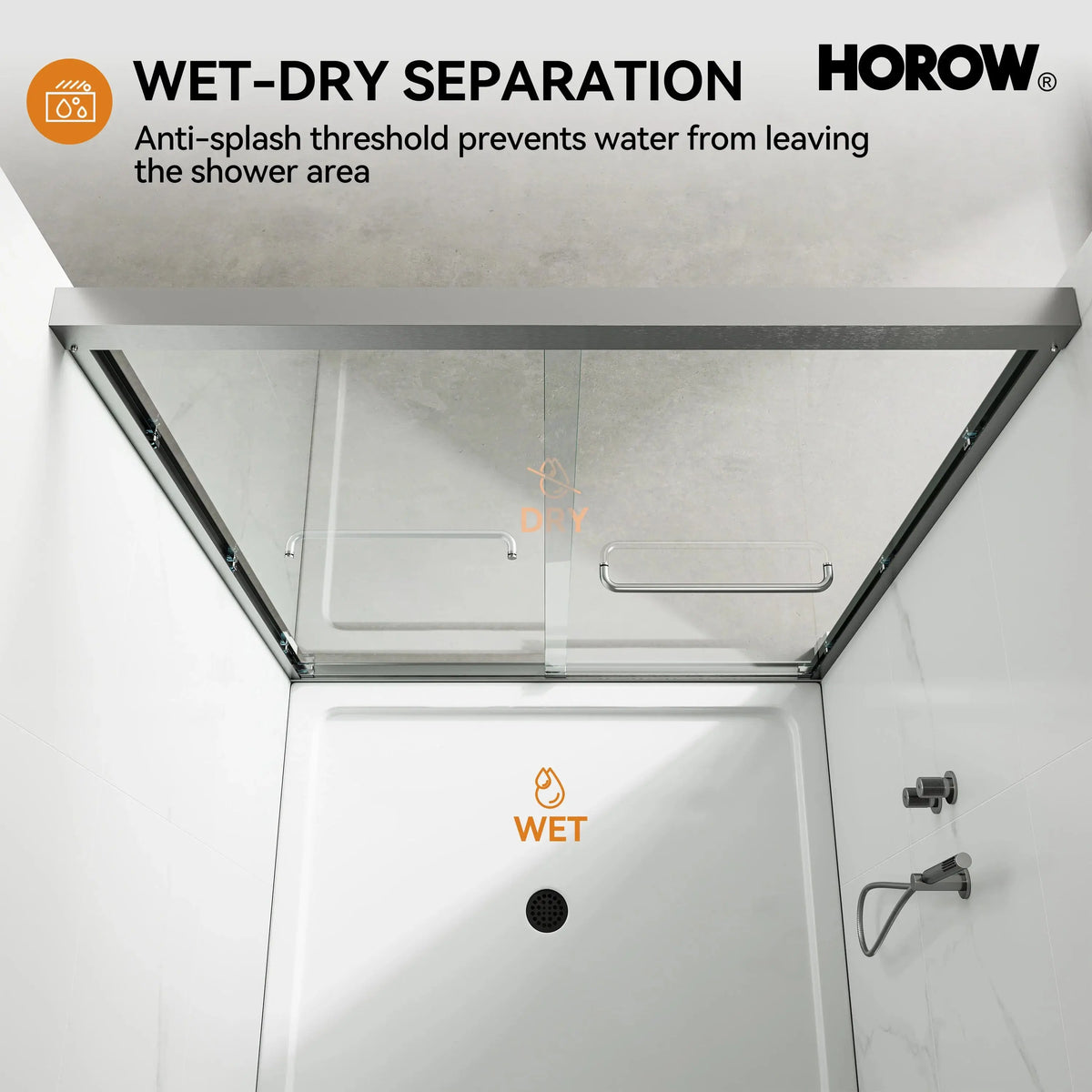 60 Inch Double Sliding Shower Door with Thick Aluminum Frame Model BE6072-BN HOROW