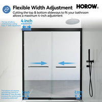 Matte Black Double Sliding Shower Door with Semi-Frameless Model BE6072-MB