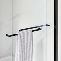 Matte Black Double Sliding Shower Door with Semi-Frameless Model BE6072-MB