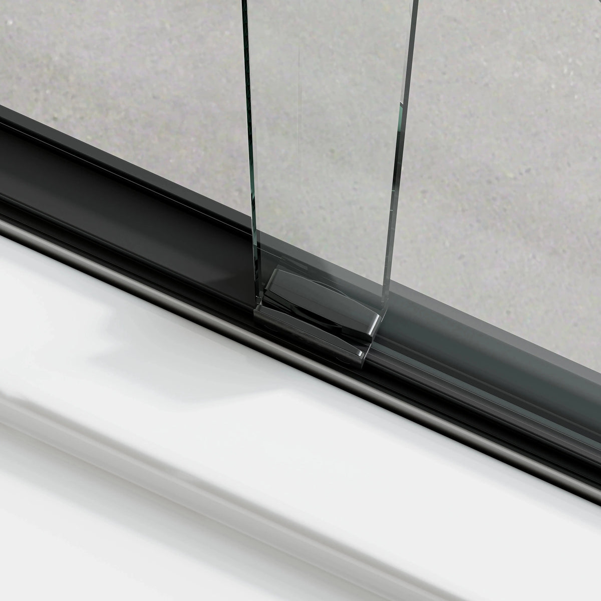 Matte Black Double Sliding Shower Door with Semi-Frameless Model BE6072-MB HOROW