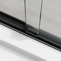 Matte Black Double Sliding Shower Door with Semi-Frameless Model BE6072-MB