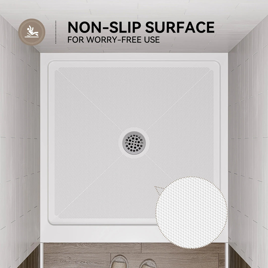 36 Inch Acrylic Shower Base with Chrome Center Drain Model BS3636-CH