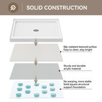 36 Inch Acrylic Shower Base with Chrome Center Drain Model BS3636-CH