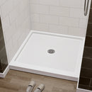 36 Inch Acrylic Shower Base with Chrome Center Drain Model BS3636-CH