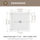 36 Inch Acrylic Shower Base with Chrome Center Drain Model BS3636-CH