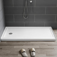 HOROW Acrylic Shower Base with Wider Threshold and Chrome Left Drain model BS6030-CH-L