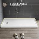 HOROW Acrylic Shower Base with Wider Threshold and Chrome Left Drain model BS6030-CH-L