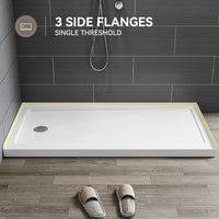 HOROW Acrylic Shower Base with Wider Threshold and Chrome Left Drain model BS6030-CH-L