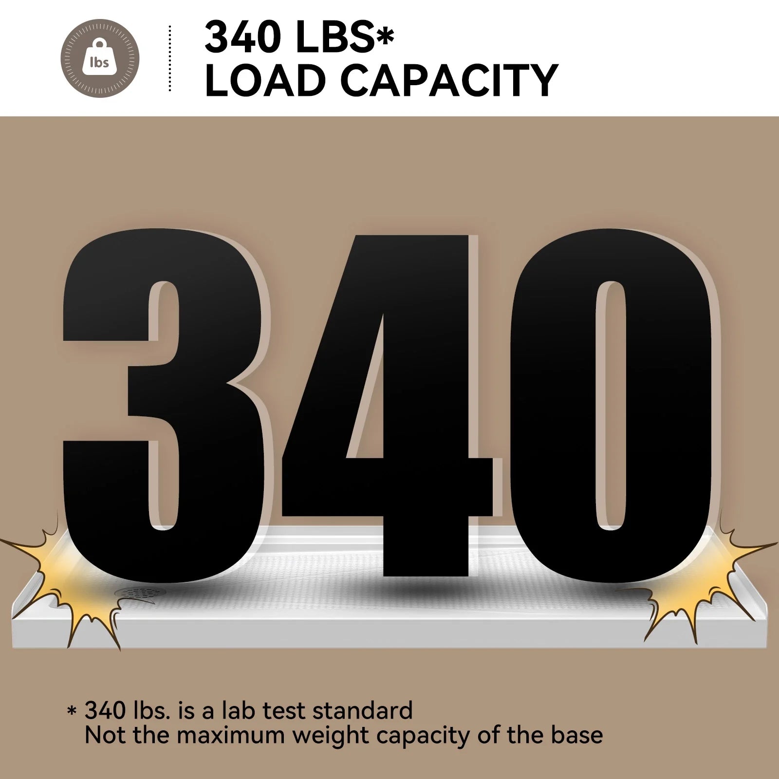 HOROW Acrylic Shower Base with Wider Threshold and Chrome Left Drain model BS6030-CH-L