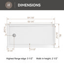 HOROW Acrylic Shower Base with Wider Threshold and Chrome Left Drain model BS6030-CH-L