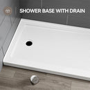 HOROW Acrylic Shower Base with Wider Threshold and Chrome Left Drain model BS6030-CH-L