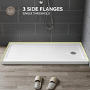 60 Inch Acrylic Shower Pan with Wider Threshold and Chrome Right Drain model BS6030-CH-R