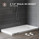 60 Inch Acrylic Shower Pan with Wider Threshold and Chrome Right Drain model BS6030-CH-R