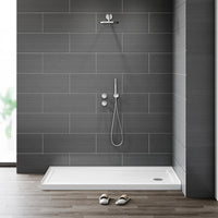 60 Inch Acrylic Shower Pan with Wider Threshold and Chrome Right Drain model BS6030-CH-R