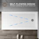 60 Inch Acrylic Shower Pan with Wider Threshold and Chrome Right Drain model BS6030-CH-R