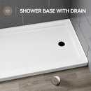 60 Inch Acrylic Shower Pan with Wider Threshold and Chrome Right Drain model BS6030-CH-R
