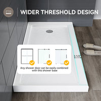 60 Inch Acrylic Shower Pan with Wider Threshold and Chrome Right Drain model BS6030-CH-R