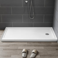 60 Inch Acrylic Shower Pan with Wider Threshold and Chrome Right Drain model BS6030-CH-R