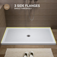 HOROW 60 Inch Acrylic Shower Pan with Chrome Center Drainage Model BS6032-CH