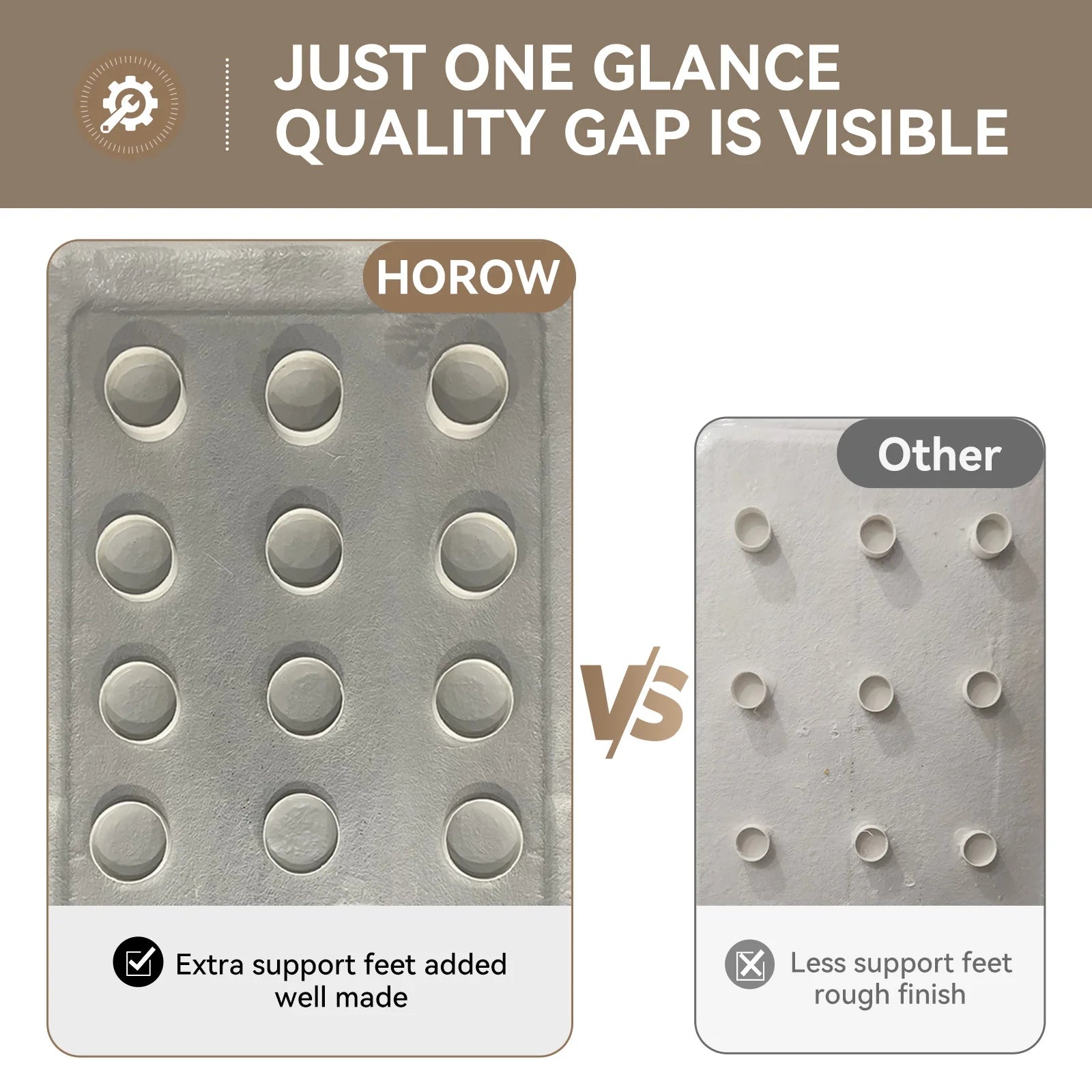 HOROW 60 Inch Acrylic Shower Pan with Chrome Center Drainage Model BS6032-CH