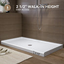 HOROW 60 Inch Acrylic Shower Pan with Chrome Center Drainage Model BS6032-CH